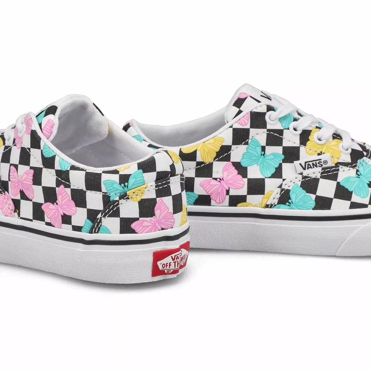 Affordable Vans, Vans, Girls' Doheny Butterfly Checkerboard Sneaker - Multi 0130