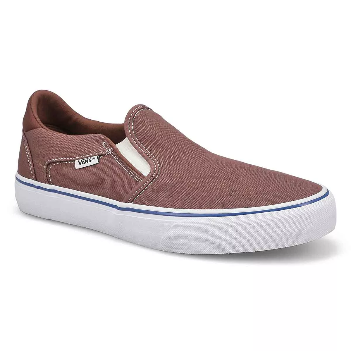 Affordable Vans, Vans, Men's Asher Deluxe Slip On Sneaker - Taupe White 0130