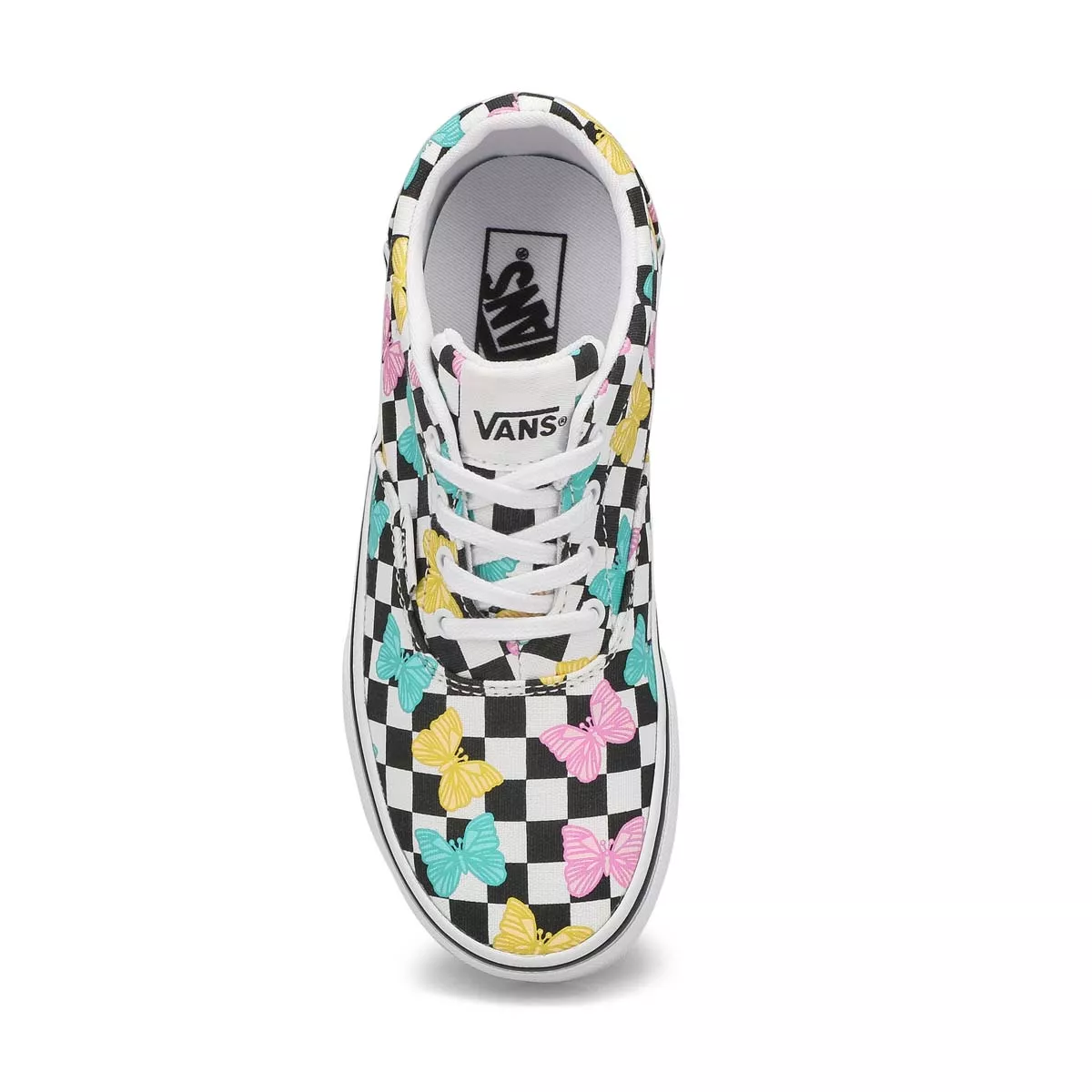 Affordable Vans, Vans, Girls' Doheny Butterfly Checkerboard Sneaker - Multi 0130