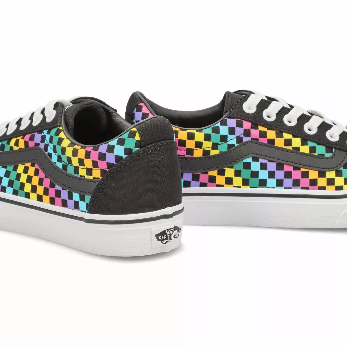 Affordable Vans, Women's Ward Rainbow Mini Check Sneaker - Black White 0130