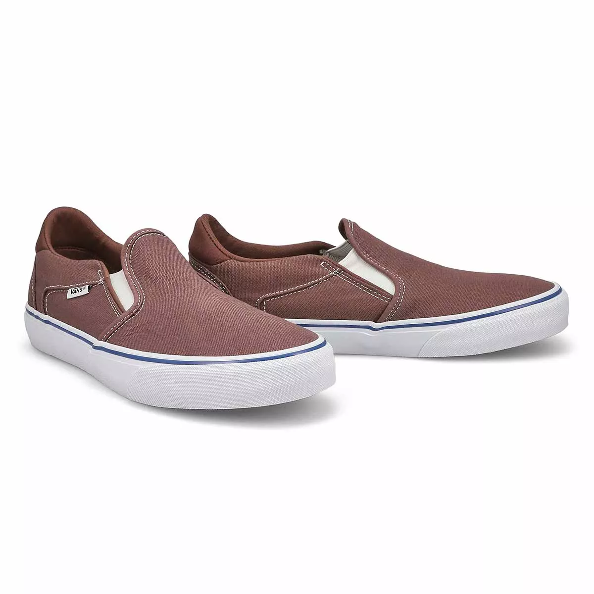 Affordable Vans, Vans, Men's Asher Deluxe Slip On Sneaker - Taupe White 0130