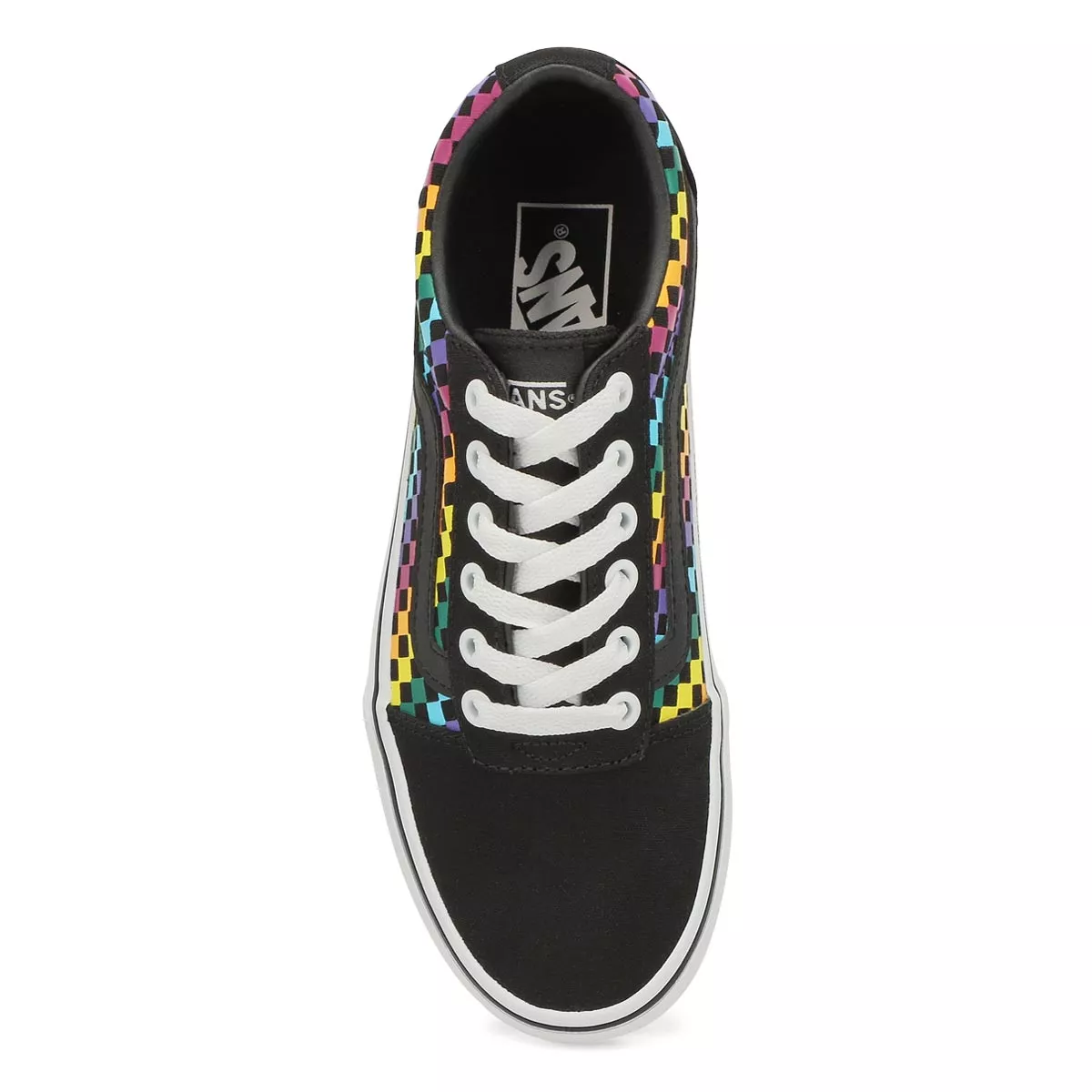 Affordable Vans, Women's Ward Rainbow Mini Check Sneaker - Black White 0130