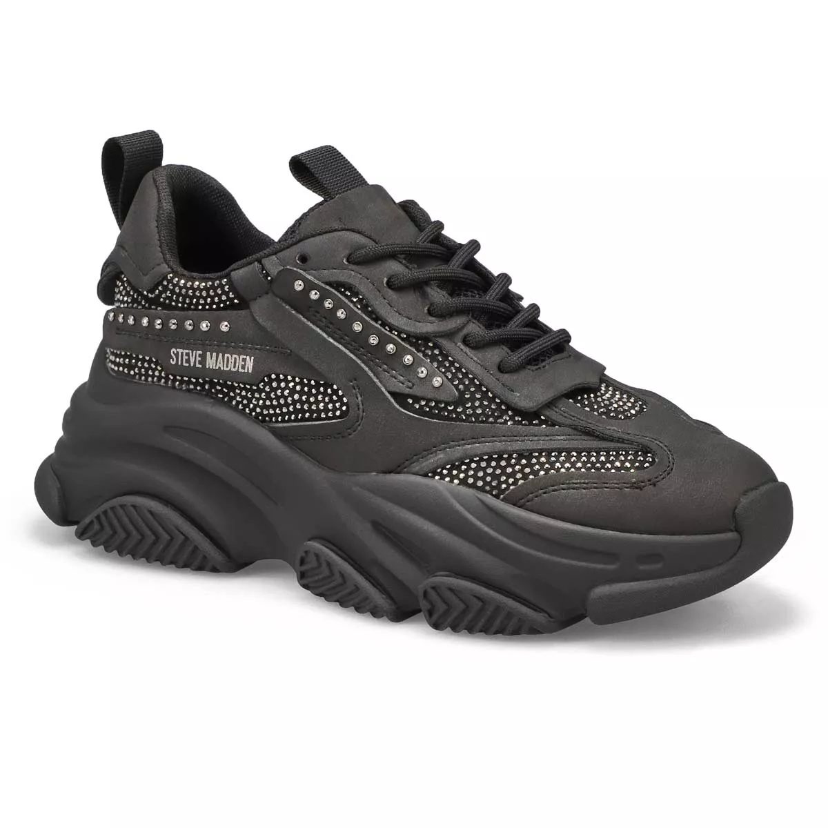 Affordable SteveMadden, Women's Possession-R Lace Up Sneaker - Black 0128