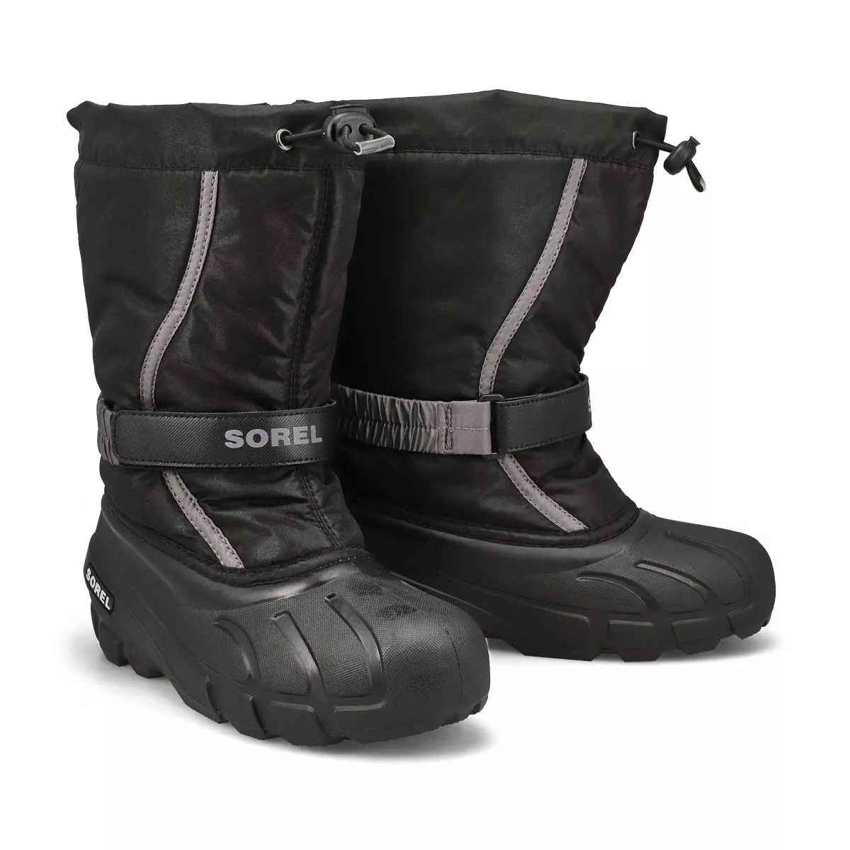 Affordable Sorel, Boys'  Flurry Pull On Winter Boot - Black City Grey 0206